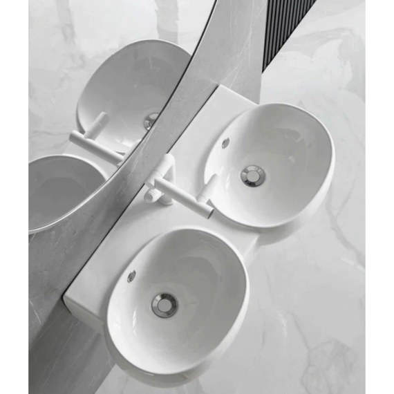 Раковина подвесная двойная CeramaLux 80 см B2004 - 2 Раковина подвесная двойная CeramaLux 80 см B2004 фото 2