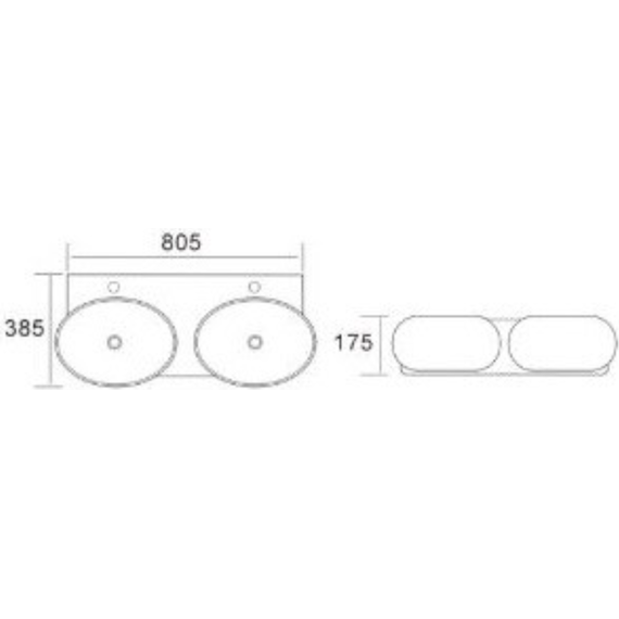 Раковина подвесная двойная CeramaLux 80 см B2004 - 3 Раковина подвесная двойная CeramaLux 80 см B2004 фото 3