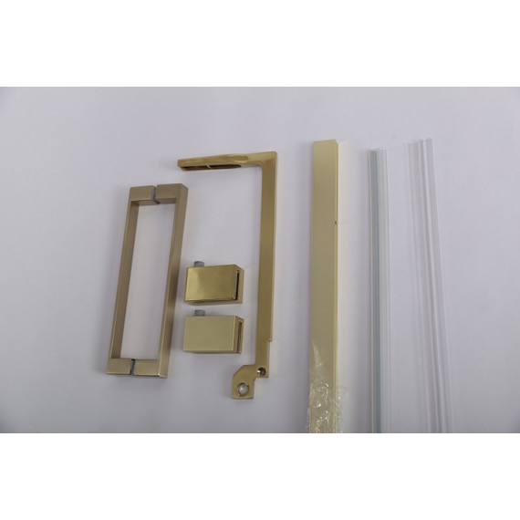 Душевое ограждение Cezares SLIDER-AH-2-70/80-90/100-BR-BORO (70-80)x(90-100) см (стекло 8 мм) брашированное золото/тонированное фото 3