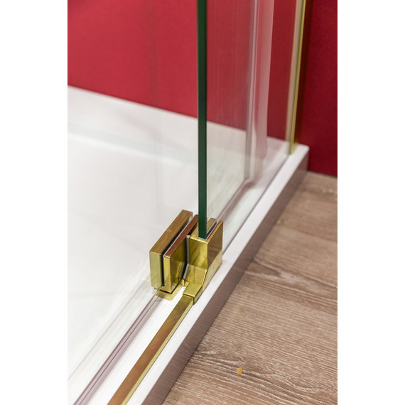 Душевое ограждение Cezares SLIDER-AH-2-70/80-90/100-C-BORO (70-80)x(90-100) см (стекло 8 мм) брашированное золото/прозрачное фото 6