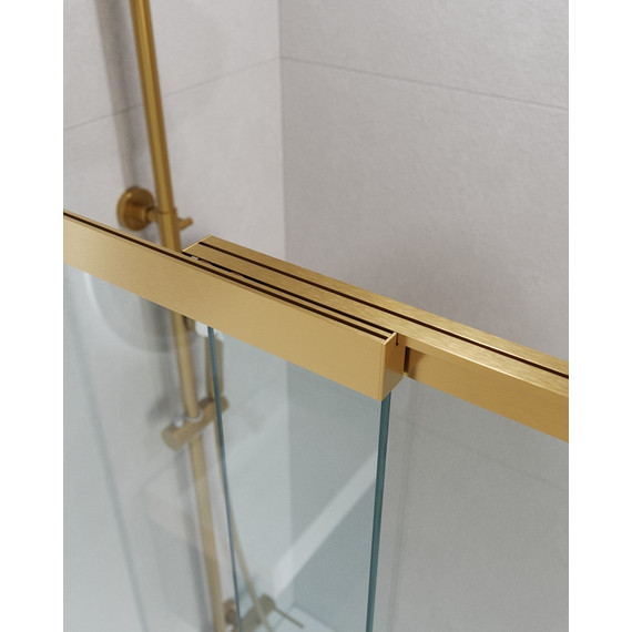 Шторка для ванны Cezares Slider VF-11 90 см, брашированное золото/прозрачное фото 3