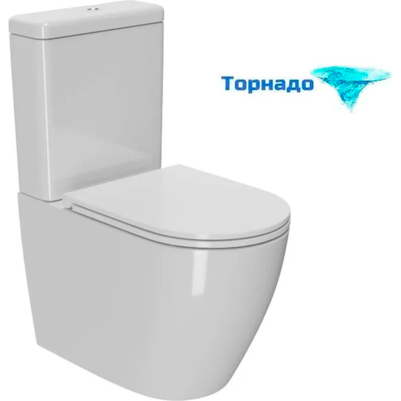 Унитаз-компакт CeramaLux TR2176-1 с крышкой микролифт (система смыва торнадо), Цвет производителя: белый фото 