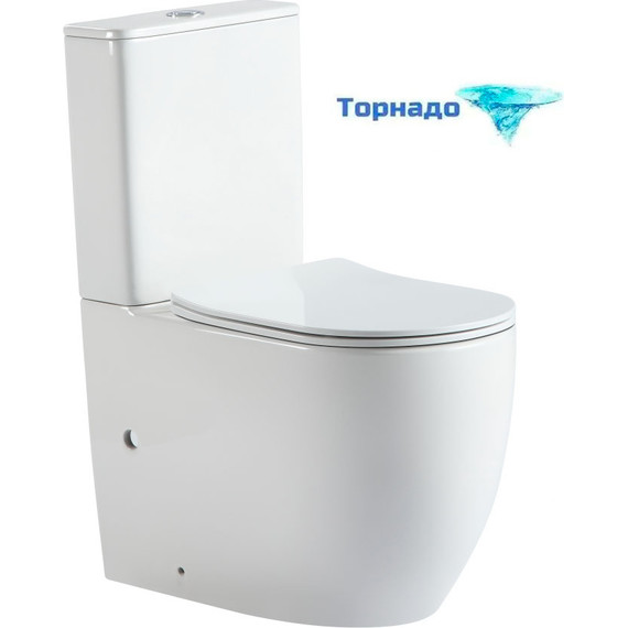 Унитаз-компакт CeramaLux TR2177 с крышкой микролифт (система смыва торнадо) с арматурой Geberit фото 