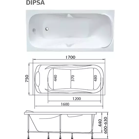 Ванна акриловая 1Marka Dipsa 170x75 см фото 7