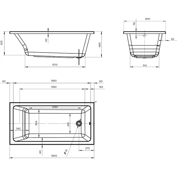 Ванна акриловая 1Marka Bianca 180x80 см, Размер - мм: 1800х800 фото 8