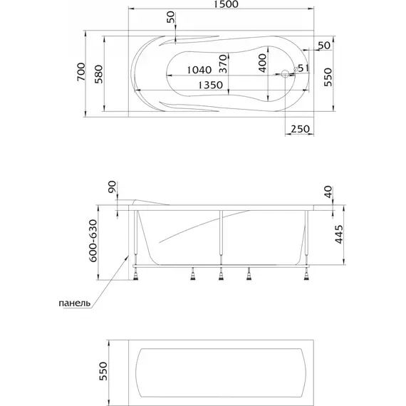 Ванна акриловая 1Marka Medea 150x70 см фото 15