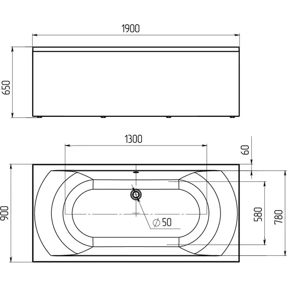 Ванна акриловая 1Marka Esma MG 190x90 см фото 8