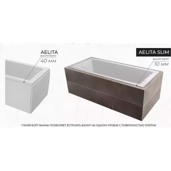 Ванна акриловая 1Marka Aelita Slim 165x75 см, Размер - мм: 1650х750 фото 4