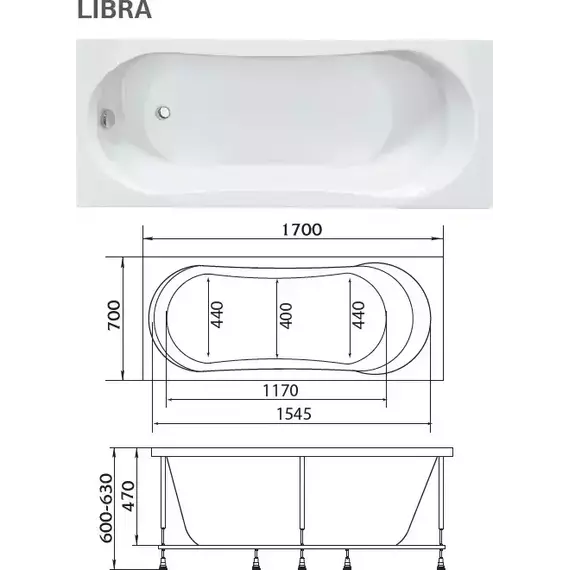 Ванна акриловая 1Marka Libra 170x70 см фото 9