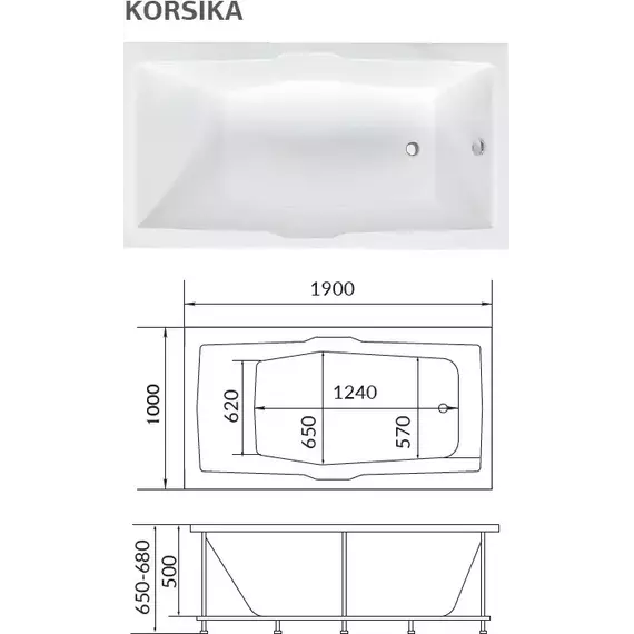 Ванна акриловая 1Marka Korsika 190x100 см фото 7