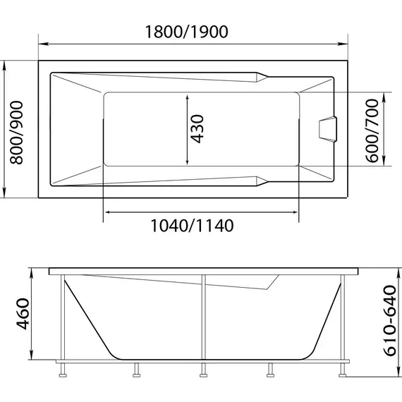 Ванна акриловая 1Marka Raguza 190x90 см, Размер - мм: 1900х900 фото 8