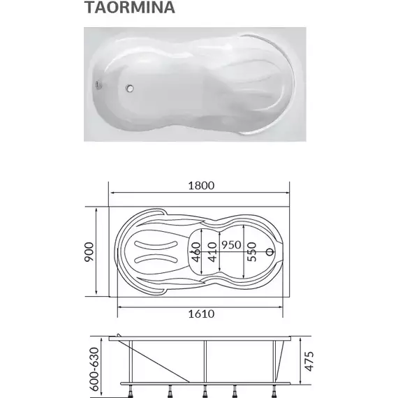 Ванна акриловая 1Marka Taormina 180x90 см фото 7