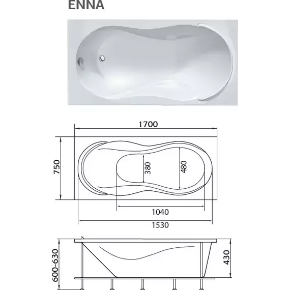 Ванна акриловая 1Marka Enna 170x75 см фото 8