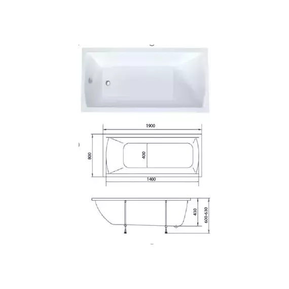Ванна акриловая 1Marka Modern MG 190x80 см, Размер - мм: 1900х800 фото 9