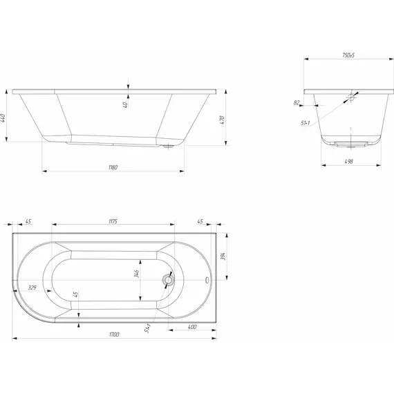 Ванна акриловая 1Marka Alisa MG 170x75 см L фото 8