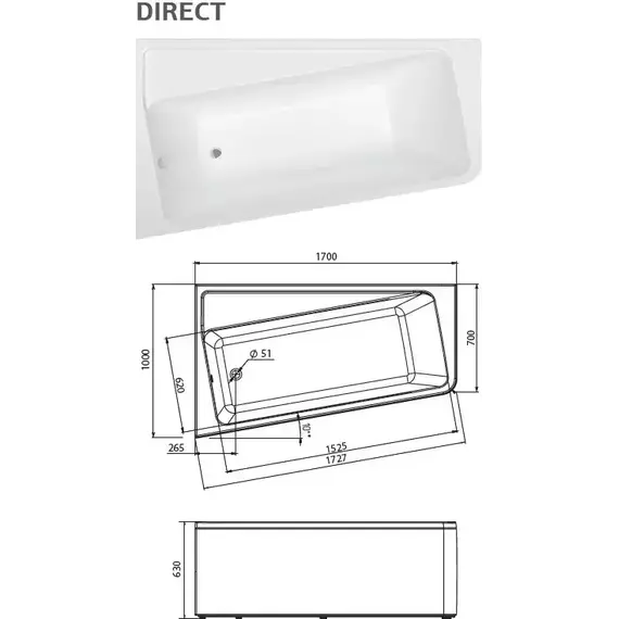 Ванна акриловая 1Marka Direct 170x100 см L фото 7