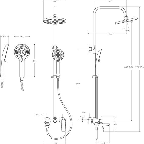 Душевая стойка Cezares COMFORT-CVD-01 фото 7