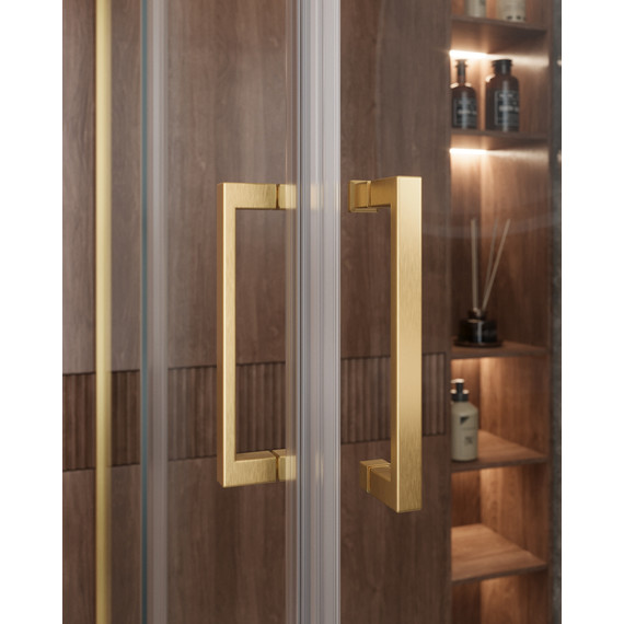 Душевое ограждение Cezares 100х100 см MOLVENO-A-2-100-C-BORO-IV, брашированное золото/прозрачное фото 3