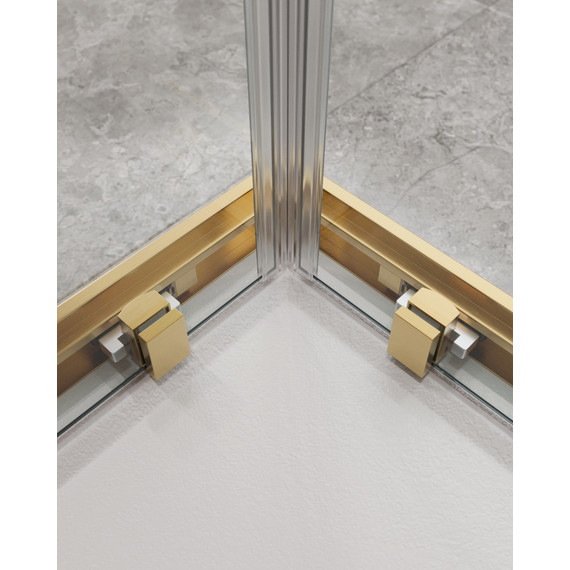 Душевое ограждение Cezares 100х100 см MOLVENO-A-2-100-C-BORO-IV, брашированное золото/прозрачное фото 5