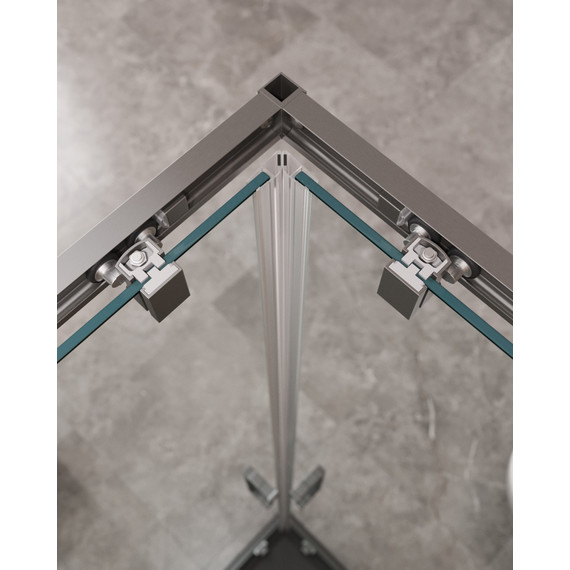 Душевое ограждение Cezares 100х100 см MOLVENO-A-2-100-C-GM-IV, оружейная сталь/прозрачное фото 4