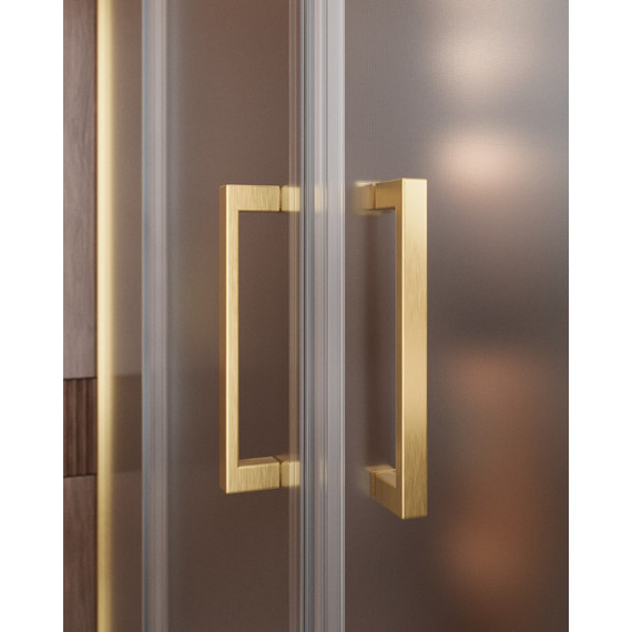 Душевое ограждение Cezares 90х90 см MOLVENO-A-2-90-P-BORO, брашированное золото/матовое фото 3