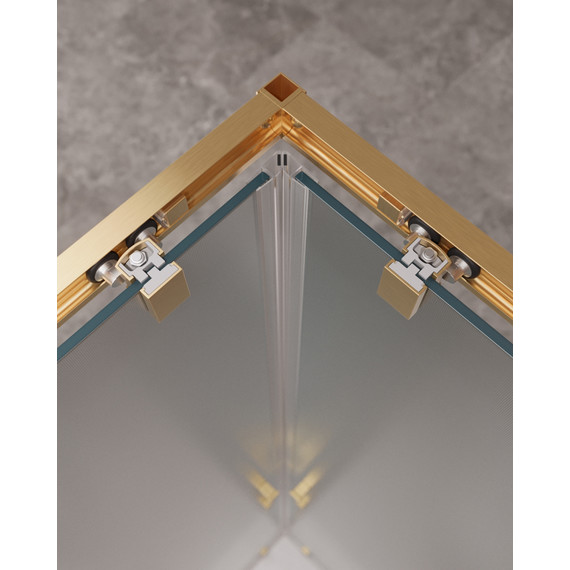 Душевое ограждение Cezares 90х90 см MOLVENO-A-2-90-P-BORO, брашированное золото/матовое фото 4