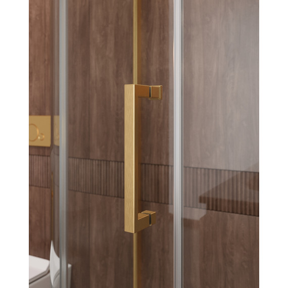 Душевое ограждение Cezares 90х90 см MOLVENO-R-1-90-C-BORO-IV, брашированное золото/прозрачное фото 3
