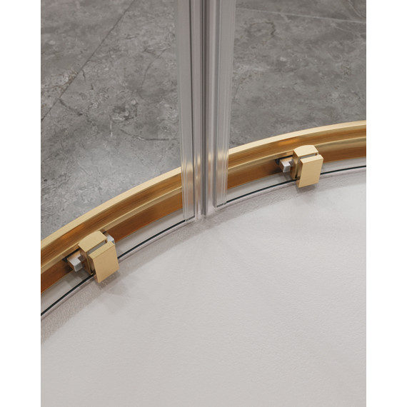 Душевое ограждение Cezares 100х100 см MOLVENO-R-2-100-C-BORO-IV, брашированное золото/прозрачное фото 5