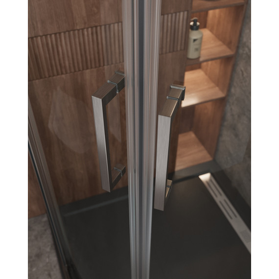 Душевое ограждение Cezares 90х90 см MOLVENO-R-2-90-C-BORO-IV, оружейная сталь/прозрачное фото 3