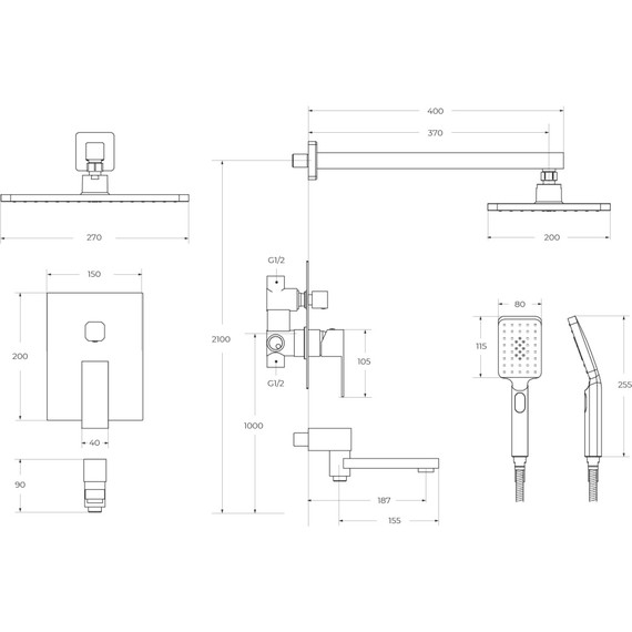 Душевая система для ванны Cezares SLIDER-VDSET-01, Цвет производителя: хром - 6 Душевая система для ванны Cezares SLIDER-VDSET-01, Цвет производителя: хром фото 6