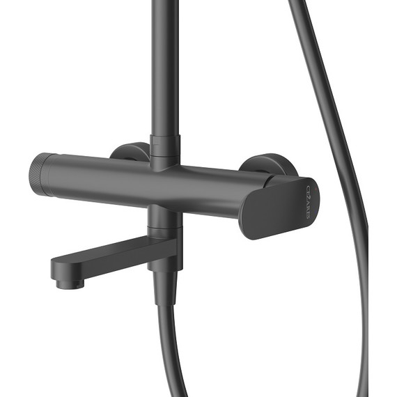 Душевая стойка Cezares STYLUS-CVD-NOP, чёрный матовый, Цвет производителя: чёрный матовый фото 3