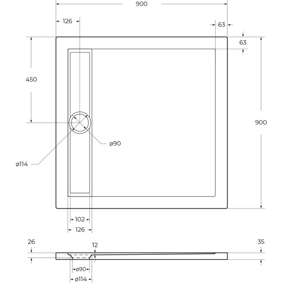 Поддон акриловый BelBagno 90х90 см TRAY-BB-DUE-A-90-4-W0 фото 6