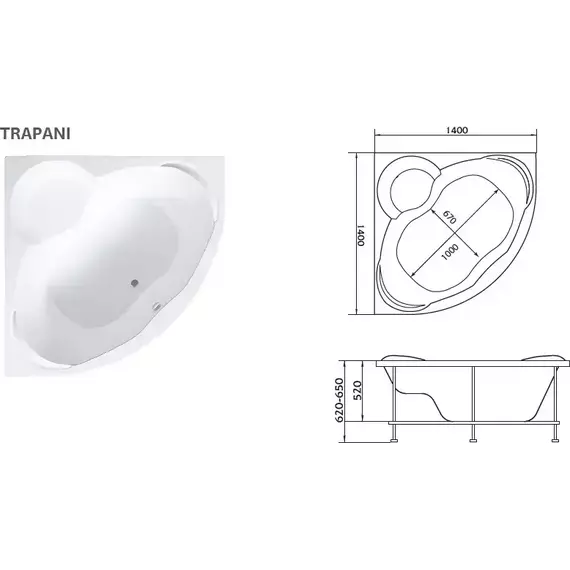 Ванна акриловая 1Marka Trapani 140x140 см фото 8