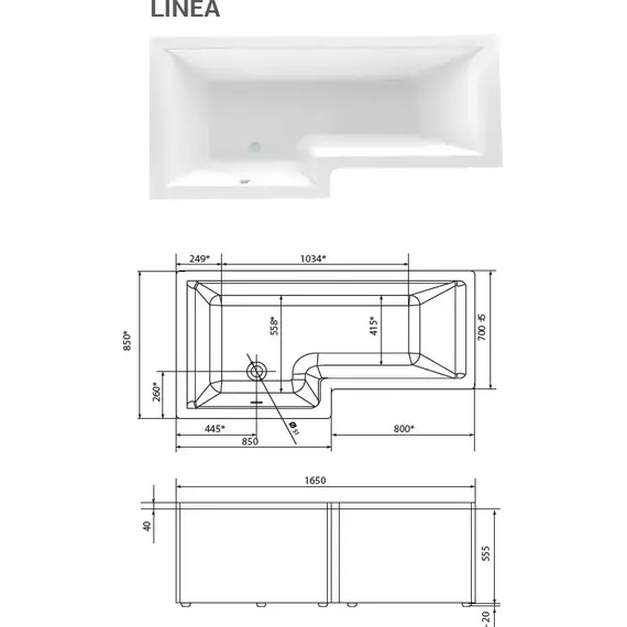 Ванна акриловая 1Marka Linea 165x85 см L фото 7