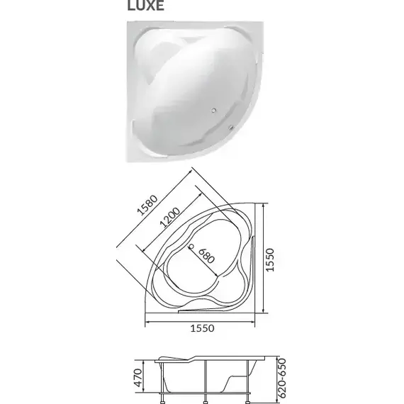 Ванна акриловая 1Marka Luxe 155x155 см фото 8