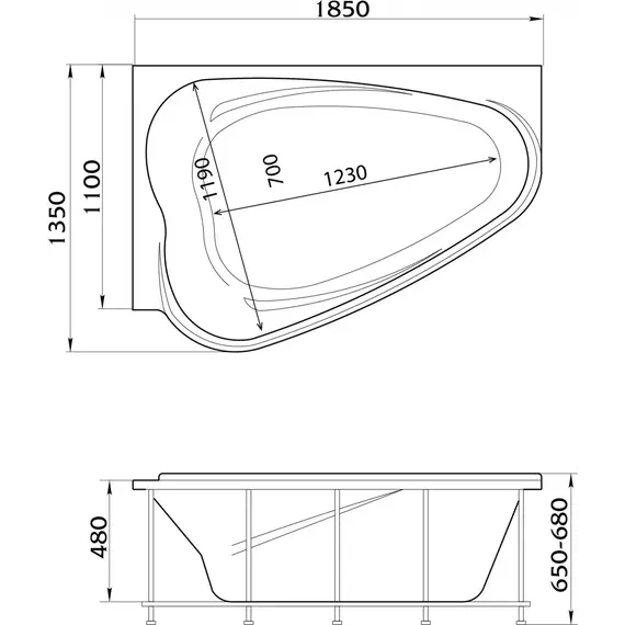 Ванна акриловая 1Marka Love 185x135 см L фото 9