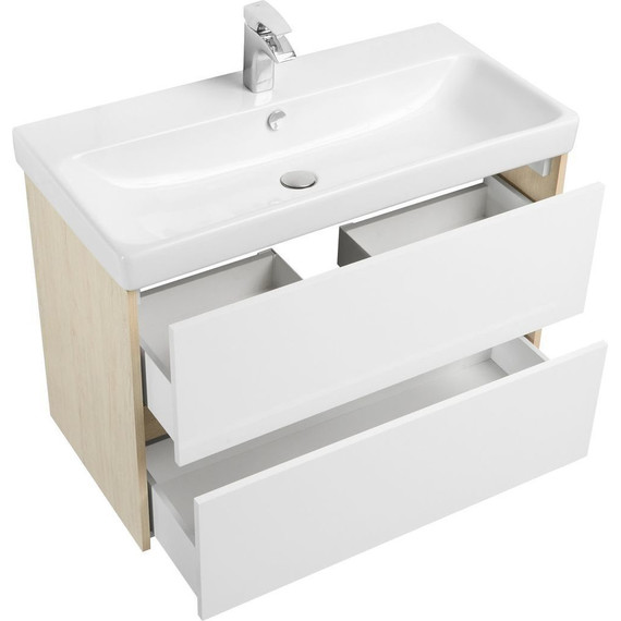 Тумба подвесная с раковиной Акватон Сканди 80 см 1A283001SDB20, белый/дуб верона - 3 Тумба подвесная с раковиной Акватон Сканди 80 см 1A283001SDB20, белый/дуб верона фото 3