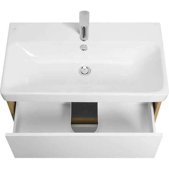 Тумба подвесная с раковиной Акватон Сканди 80 см 1A283001SDZ90, белый/дуб рустикальный фото 5