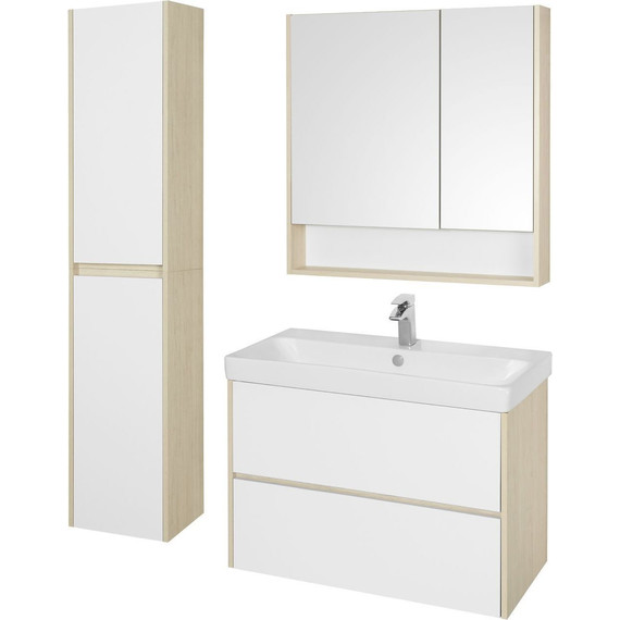 Тумба подвесная с раковиной Акватон Сканди 80 см 1A283001SDB20, белый/дуб верона - 5 Тумба подвесная с раковиной Акватон Сканди 80 см 1A283001SDB20, белый/дуб верона фото 5