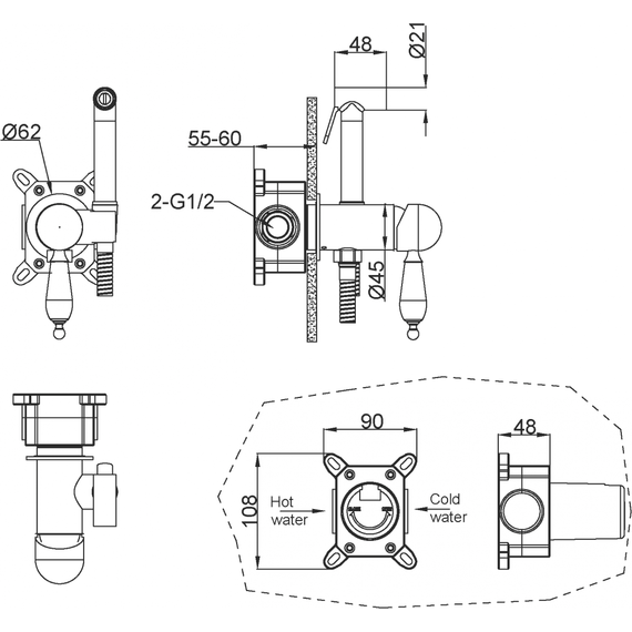 Набор для гигиенического душа Boheme Medici 434, бронза - 2 Набор для гигиенического душа Boheme Medici 434, бронза фото 2