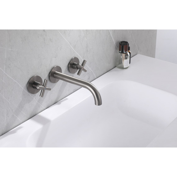 Смеситель для раковины настенный Abber Wasser Kreis AF81121NG (со скрытой частью) никель, Цвет производителя: никель фото 2