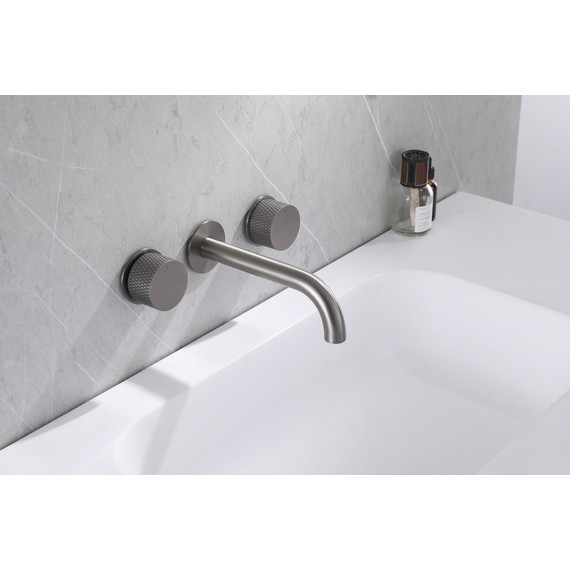 Смеситель для раковины настенный Abber Wasser Kreis AF81122NG (со скрытой частью) никель, Цвет производителя: никель фото 2