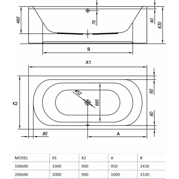 Ванна акриловая Kolpa-San Betty 190x90 см, Размер - мм: 1900х900 фото 3
