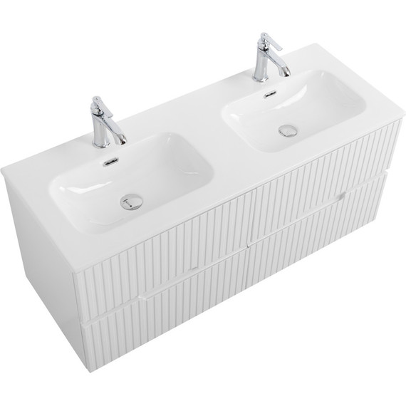 Тумба подвесная с раковиной Cezares DUET-N-1200-4C-SO-2-BL 120 см (раковина CZR-8073-120-2) bianco lucido фото 3