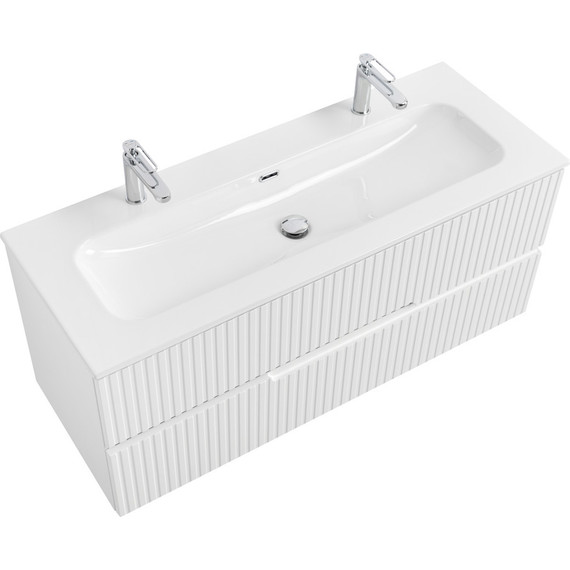 Тумба подвесная с раковиной Cezares DUET-N-1200-2C-SO-BL 120 см (раковина CZR-8073-120-1-2) bianco lucido фото 6