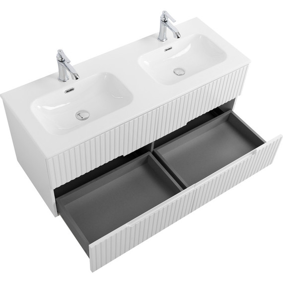 Тумба подвесная с раковиной Cezares DUET-N-1200-4C-SO-2-BL 120 см (раковина CZR-8073-120-2) bianco lucido фото 4