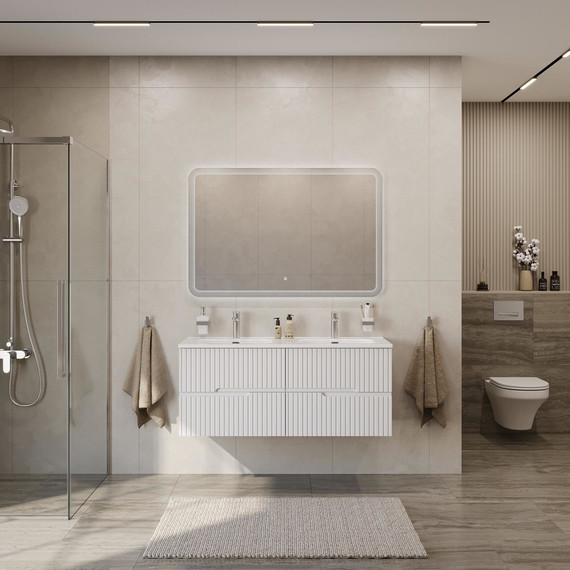 Тумба подвесная с раковиной Cezares DUET-N-1200-4C-SO-2-BL 120 см (раковина CZR-8095-120-2) bianco lucido фото 7