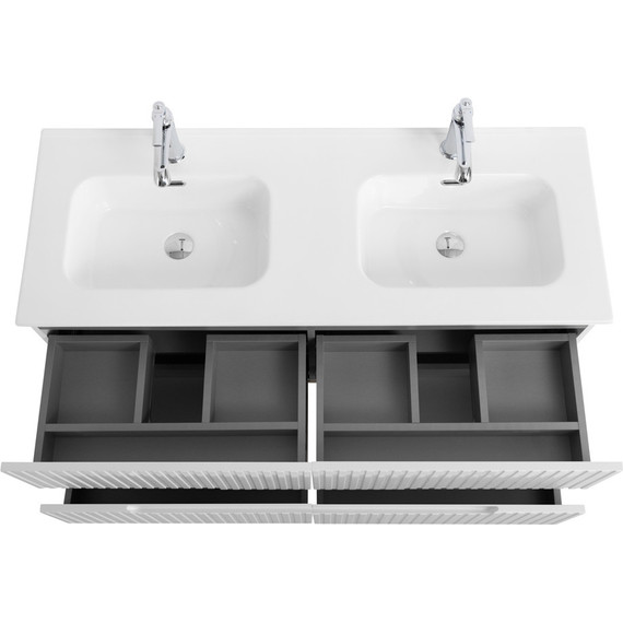 Тумба подвесная с раковиной Cezares DUET-N-1200-4C-SO-2-BL 120 см (раковина CZR-8095-120-2) bianco lucido фото 6