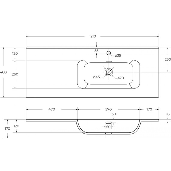 Тумба подвесная с раковиной Cezares DUET-N-1200-2C-SO-BL-R 120 см (раковина CZR-8095-120-R) bianco lucido фото 10
