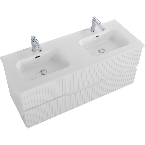 Тумба подвесная с раковиной Cezares DUET-N-1200-2C-SO-2-BL 120 см (раковина CZR-8095-120-2) bianco lucido фото 3